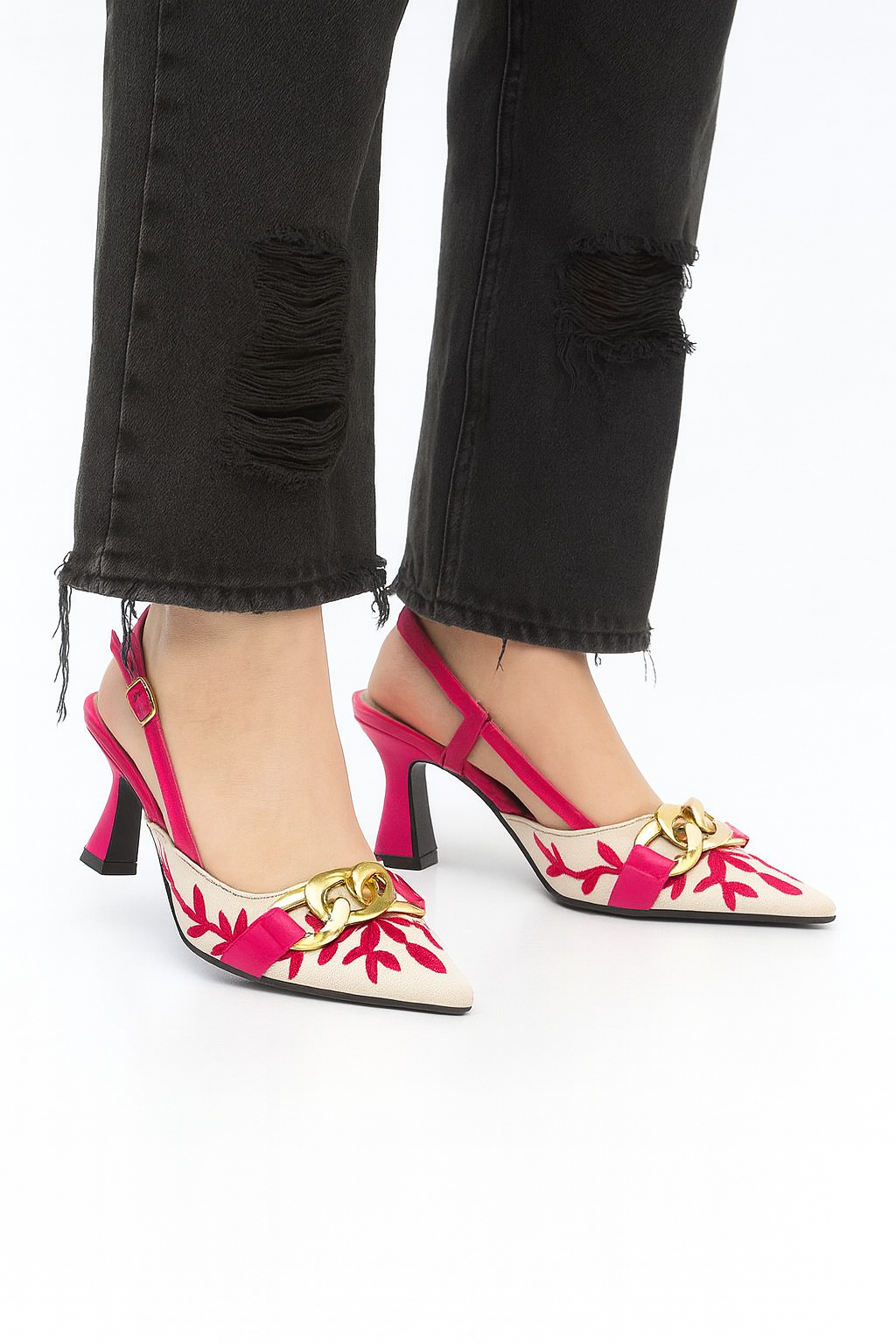 Floral Slingback Heel