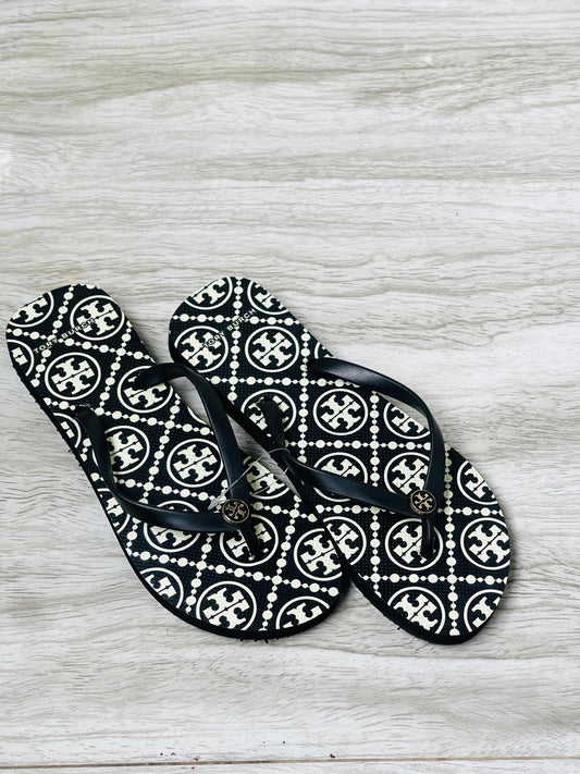 Black Signature Flip Flops - Tory Burch
