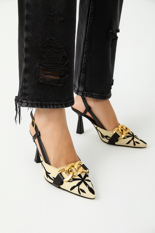 Floral Slingback Heel