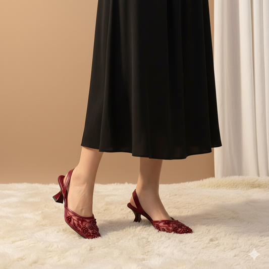 Eterna Bloom Heels - Maroon