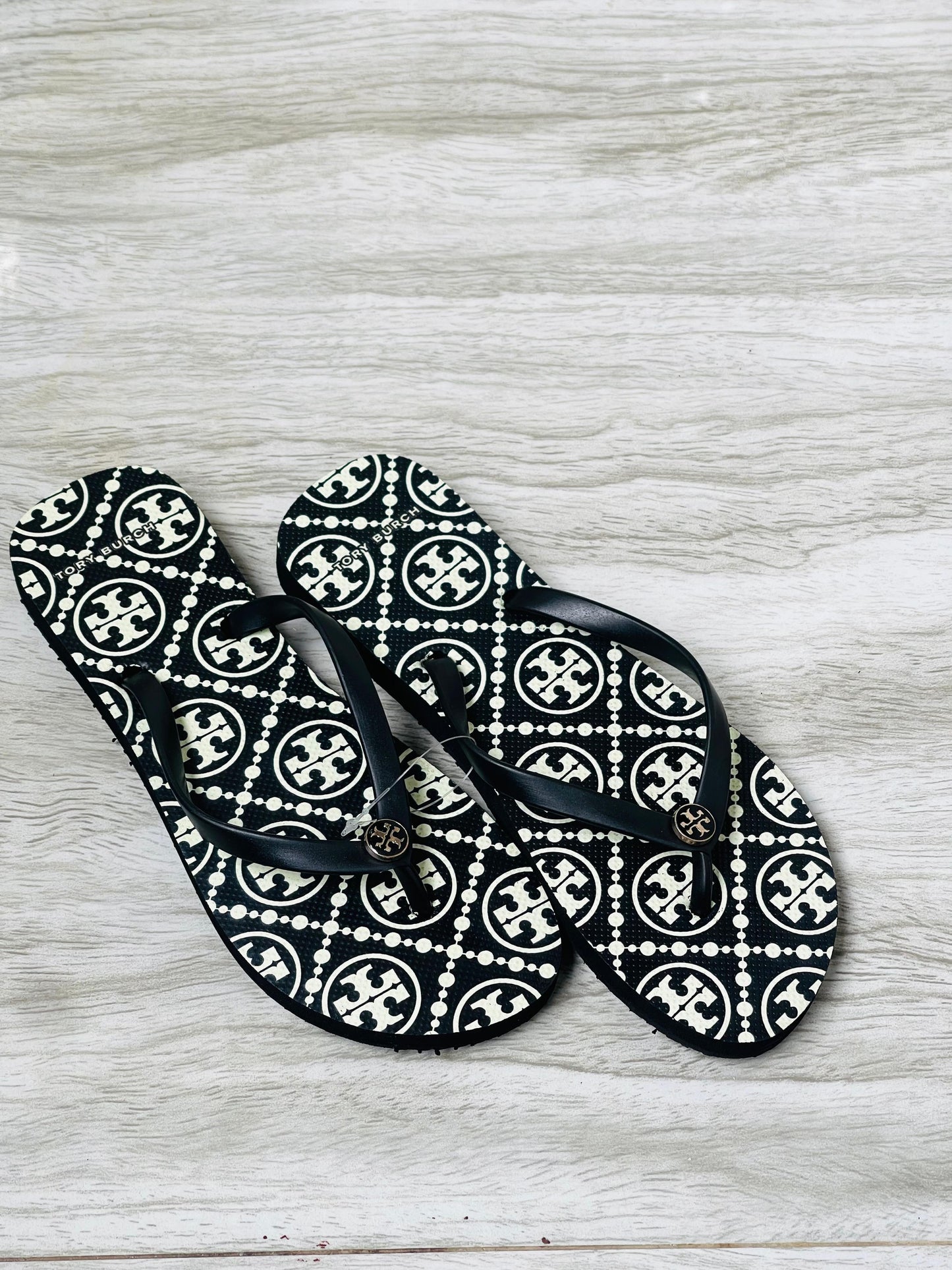 Black Signature Flip Flops - Tory Burch