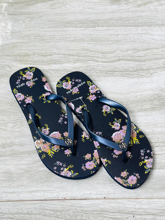 Floral Printed Flip Flops - Tory Burch