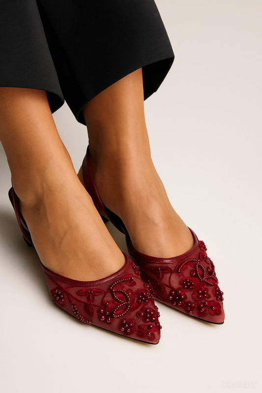 Eterna Bloom Heels - Maroon